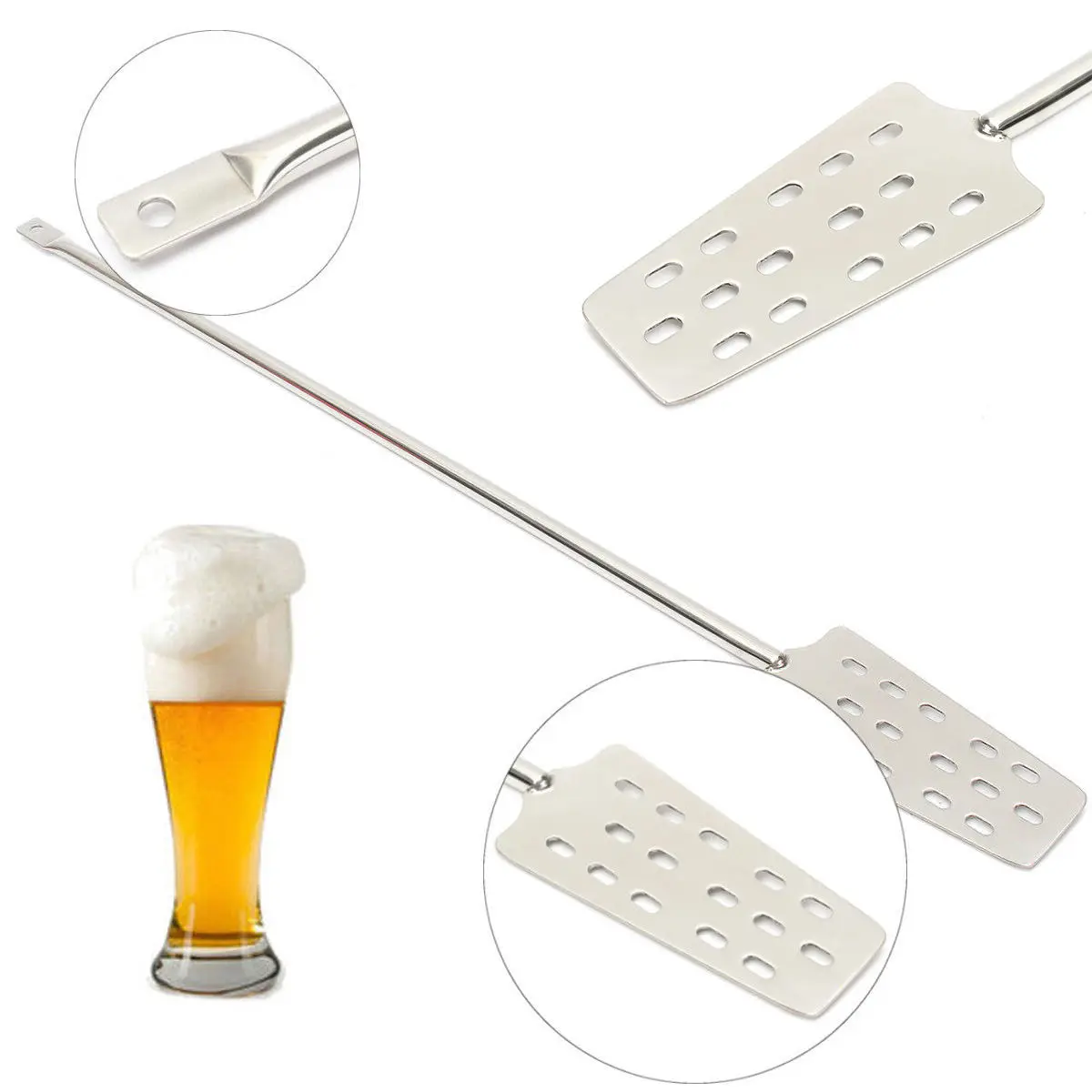 JX-LCLYL 304 Stainless Steel Mash Tun Mixing Stirrer Paddle With 15 Holes For Home Brew