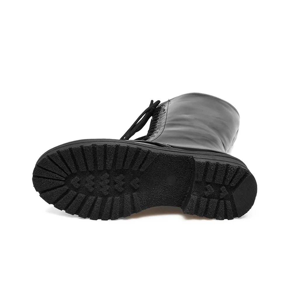 Eillysevens/женские теплые ботинки на квадратном каблуке повседневные длинные модные белые ботинки на шнуровке женские ботинки в винтажном стиле;# q25