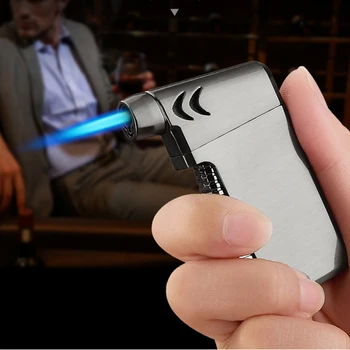 

Metal Spray Gun Jet Torch Lighter Ultra Thin Turbo Butane Elbow Pistol Pipe Lighter Inflated Windproof Cigarette Cigar Lighter