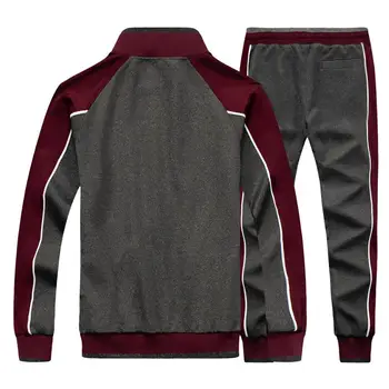 

Patchwork Men Tracksuit Winter Spring 2 PCS Fleece Sweatshirt Jackets Pants Mens Track Suit Set Gym Joggers Sportswear Suit Male