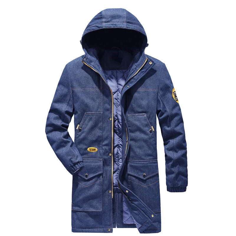 

Мужские куртки, Осень-зима, мужской джинсовый Тренч, мужская повседневная Утепленная стеганая куртка с капюшоном, Мужская ветровка, верхняя одежда для мужчин