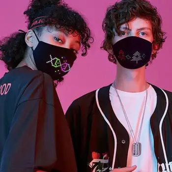 

Bluetooth Programmable Soft LED Cotton Dust Face Mask DIY Party Decorations Halloween Cosplay Mask Music Party Gift