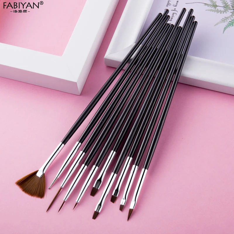 10 шт./компл. Дизайн Акриловые DIY черная живопись чертежное перо скульптурный УФ-гель линия Fin Fan дизайн ногтей маникюрные инструменты Профессиональная эмаль