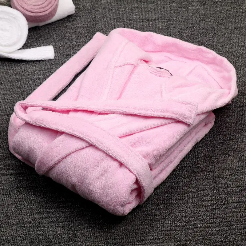 PINK Халат с капюшоном, Женская хлопковая одежда для сна, длинный халат, Женский отель, спа, плюшевый, длинный, с капюшоном, пижама-халат, кимоно, зимний, толстый, теплый - Цвет: PINK