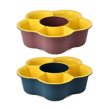 

Double-layer Drain Basket Fruit Plate Rotating Household Flower-shaped Hot Pot Basket Multifunctional Vegetable Platter