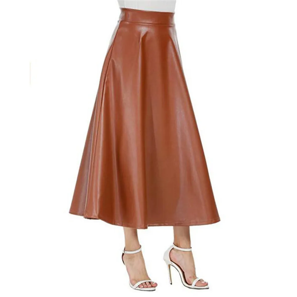 Элегантная облегающая юбка средней длины, кожаная юбка, модная, высокая талия, трапециевидная, большой дизайн, уличная одежда, популярная, искусственная кожа, Зимняя юбка в стиле пэчворк