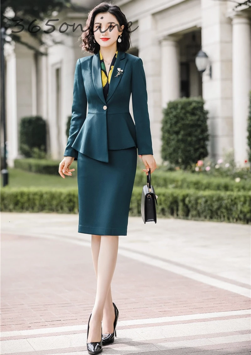 Macondoo Womens Casual Blazer Jacket Coat OL Skirt Suit Sets 