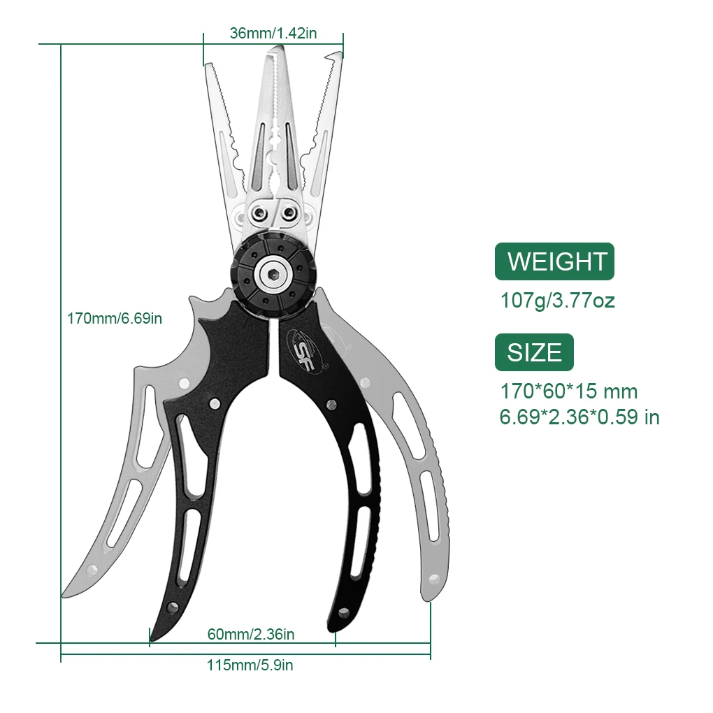 SF Fishing Pliers Stainless steel Multi-Tools with Sheath and Lanyard