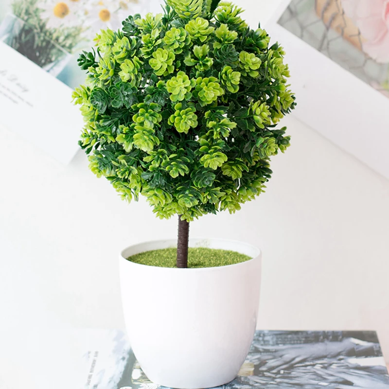 

Plastic Artificial Pot Plant Bonsai Stimulation Tea Flower Ball Home Decoration Desktop Ornament