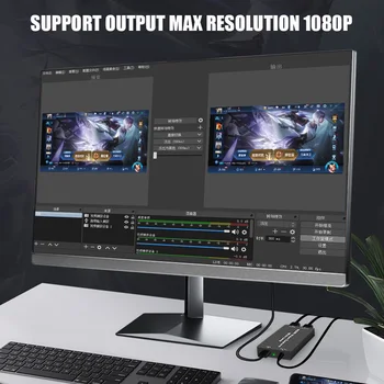 

Home Office Metal Universal HDMI Loop Output Plug And Play Video Card Audio Grabber 4K HD Computer Components Teaching