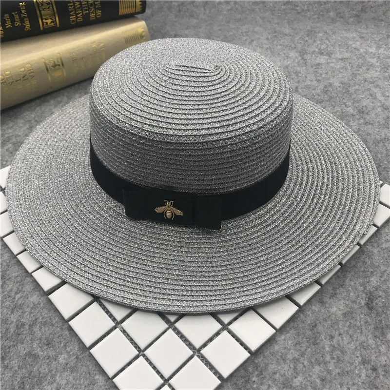 golf bucket hat Summer Women Boater Beach Hat Female Casual Panama Hat Lady Brand Classic Bee Straw Flat Sun Hat Women Fedora hat bucket Bucket Hats