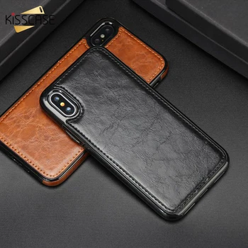 

KISSCASE Magnetic Leather Case For iPhone 6s 6 7 8 Plus 5s 5 SE Luxury Vintage Phone Case For Iphone X 10 XS Max XR Cover Fundas