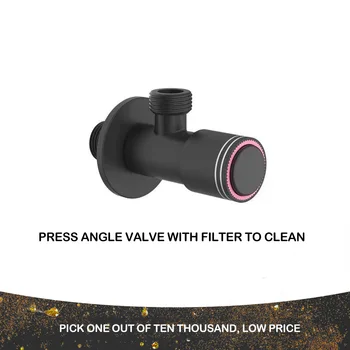 

Free shipping YUJIE ZHHY2061 press switch stainless steel triangle valve with screen black water stop valve