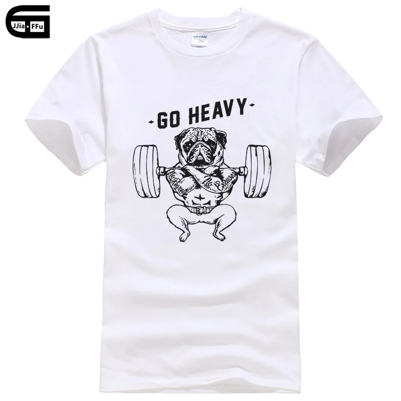 

2019 fashion T-shirt Pag squat hard bottom fitness creative design printing short-sleeved T-shirt pug funny men's casual T-shirt