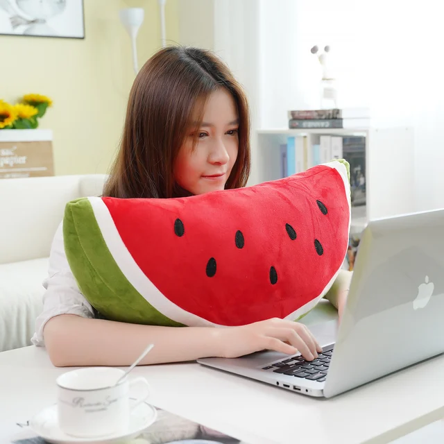 New Simulation Watermelon Plush Pillow Soft Stuffed Plush Real Life Fruits Toy Down Cotton Stuffed Plants Plush Decor Kids Gift 4