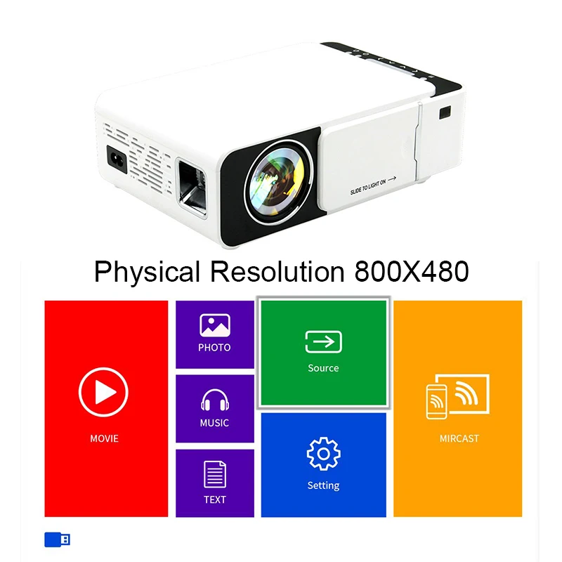 ALSTON T5 полный светодиодный hd-проектор 2500 люмен HDMI USB 1080p портативный проектор фильмов Beamer - Цвет: T5-SyncScreen-white