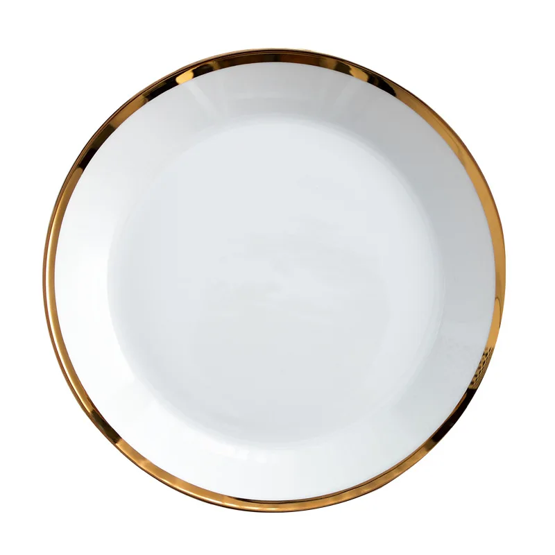 Golden edge White FANTERCY посуда, обеденные тарелки керамические тарелки Пномпень бытовой меню блюдо глазурь тарелка с вестерном 8 дюймовая пластина креативный лоток - Цвет: Golden edge White