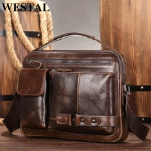  WESTAL Men's Shoulder Bag Crossbody Pack Men's Leather Porte Document Office Bag For Male Side Bags Briefcase Laptop Bags 