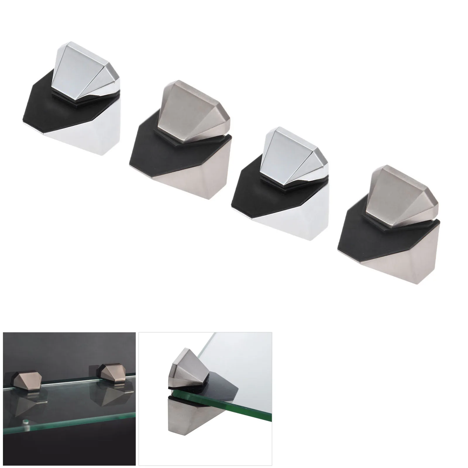 

2Pcs Adjustable Glass Clamps Glass Plated Brackets Chrome Zinc Alloy Shelf Holder Support Clamp Holder For Glass Shelves