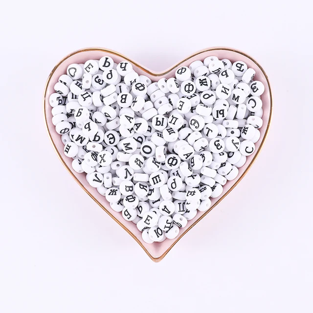 100/200/500pcs Heart Beads For Jewelry Making Acrylic Mixed Beads With Letters For Bracelet Handmade Diy Bracelet Necklace 2021 4x7mm 97