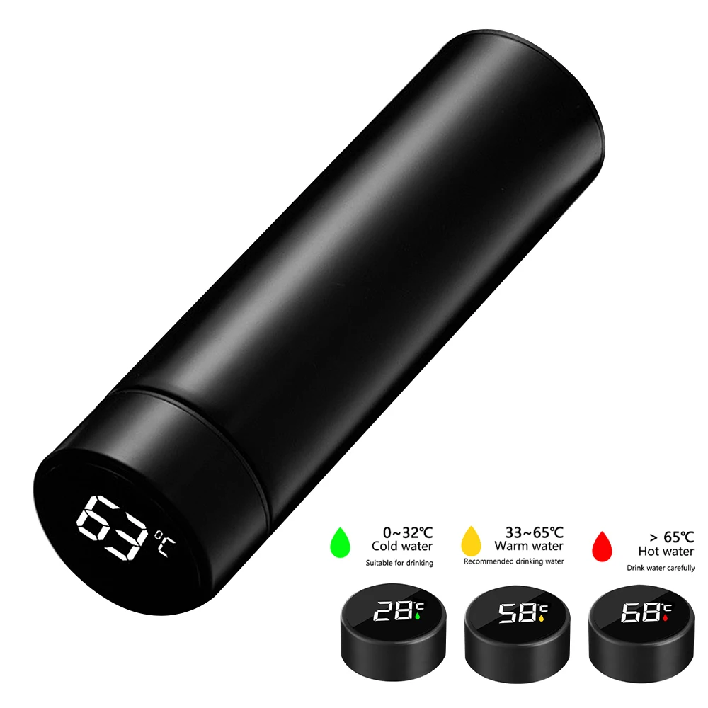 Умный стеклянный термос 500 мл Минималистичная бутылка для воды из нержавеющей