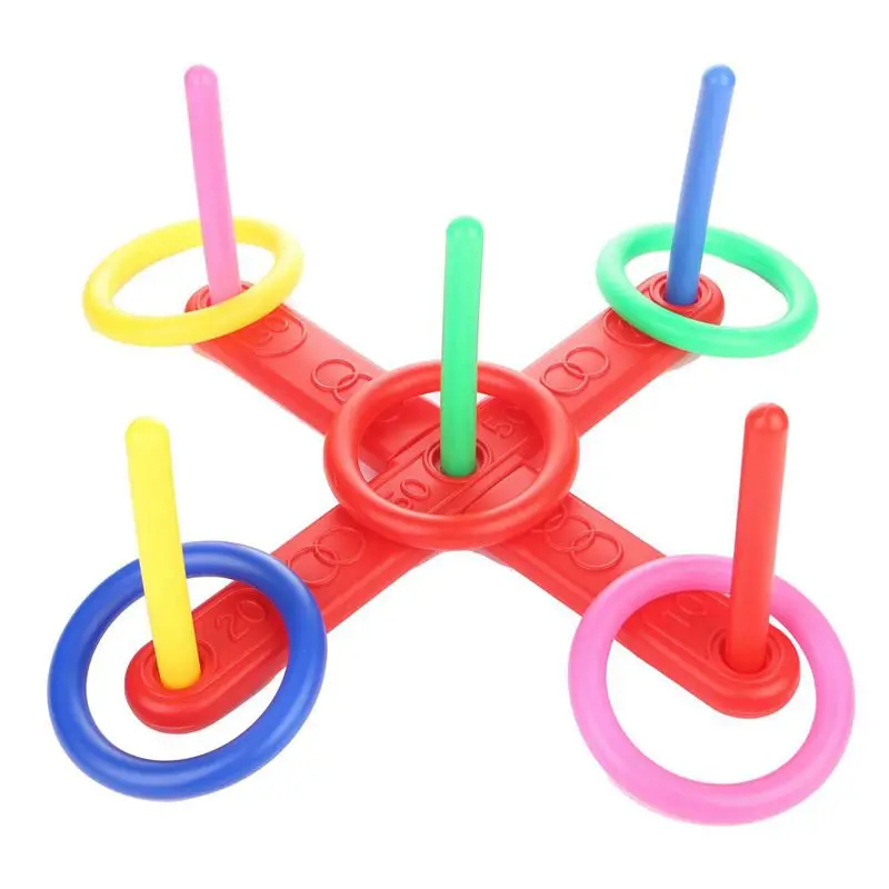 Кольцо бросок игра Quoits Hoopla набор колышки веревка мишень Дети Сад Вечерние