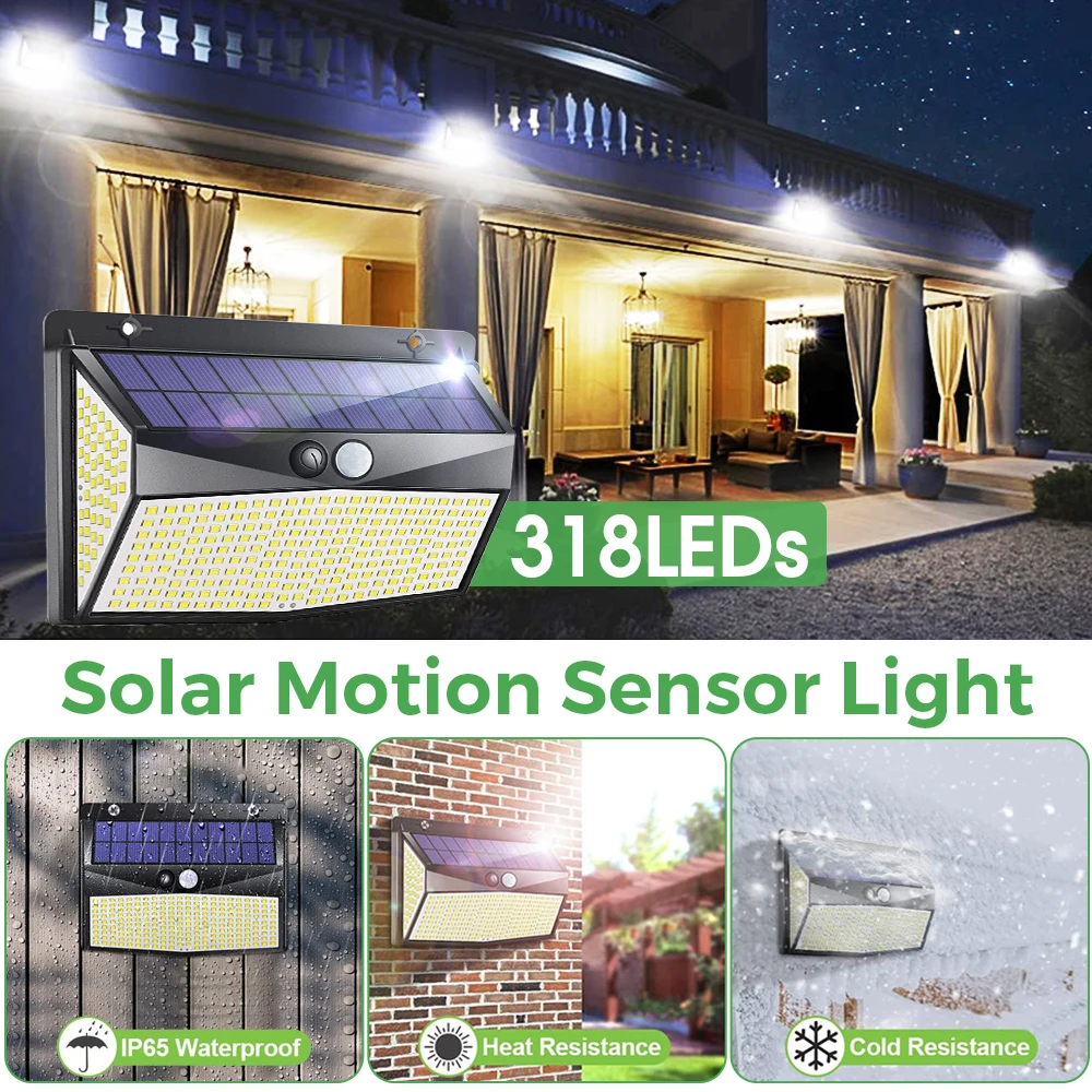 best solar lights LITOM 318 LED Solar Lamp Outdoor LED Solar Light 3 Modes Solar Motion Sensor Lamp Solar Sunlight Street Light Garden Decoration bright solar lights