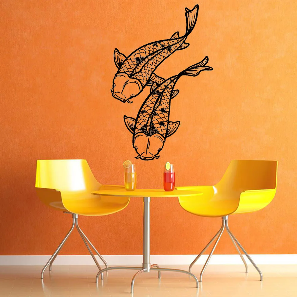 Наклейка на стену с изображением рыб и кои Японские животные океан Азиатский