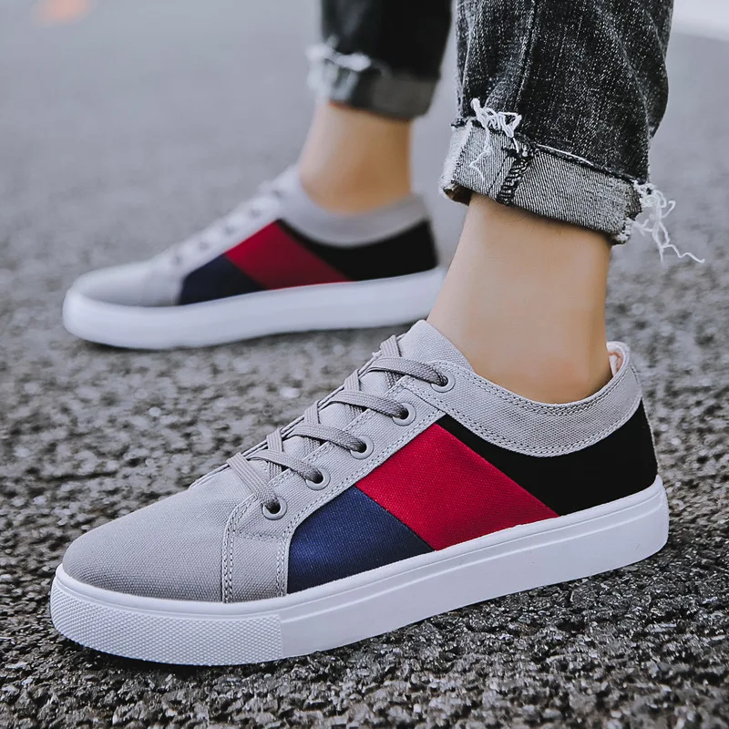 2021 Man Skate Shoes Canvas Sneakers  Men Vulcanized Shoes Mens White Sneakers Big Size 46 47 Low Top Shoes Boys Student Shoes