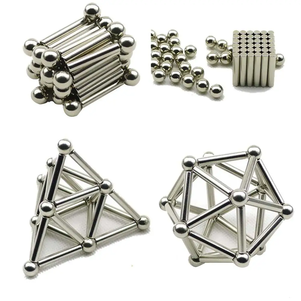 36PCS Magnetic Sticks& 27PCS Steel Balls Toy Innovative Buckyballs Metal Sticks Magnetic Constructor Toys for Building Models