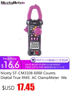 Хороший ST-CM3108 6000 отсчетов цифровой истинный RMS AC ClampMeter измерение сопротивления емкости мини-клещи NCV