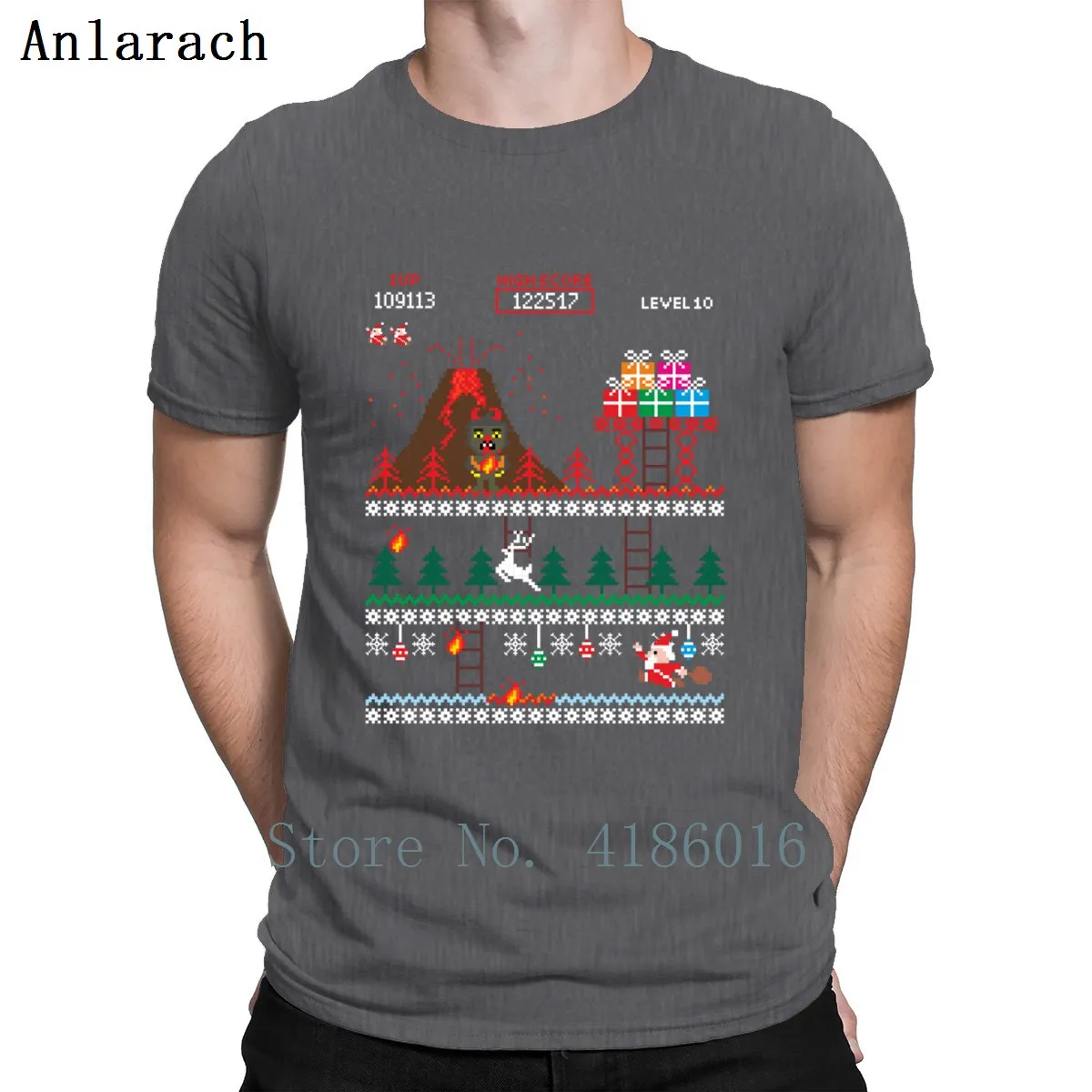 Санта Vs крампус Merry 8 Bit Рождество футболка дизайн дышащие весенние фотографии Графический S-4XL тонкая рубашка