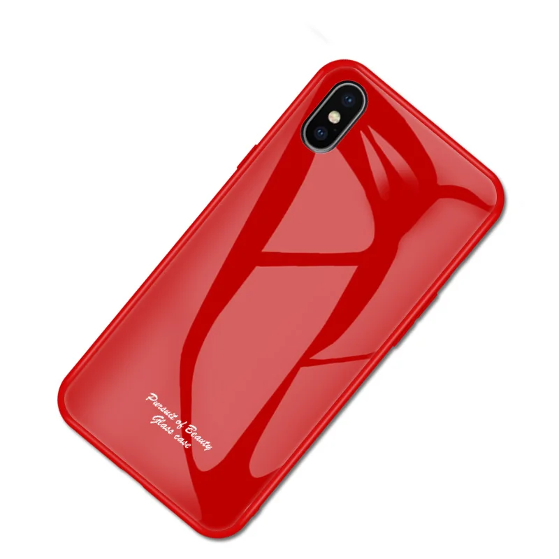 Macaron стеклянный чехол для Apple iphone X XR, Модный милый Противоударный задняя крышка для iphone XS Max, задняя крышка для телефона - Цвет: Красный