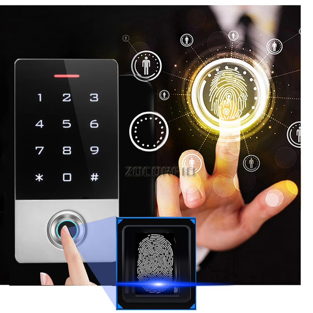 Сенсорная панель RFID ID Водонепроницаемый IP66 пароль контроль доступа отпечатков пальцев металлический чехол биометрический дверной замок контроль доступа kepad