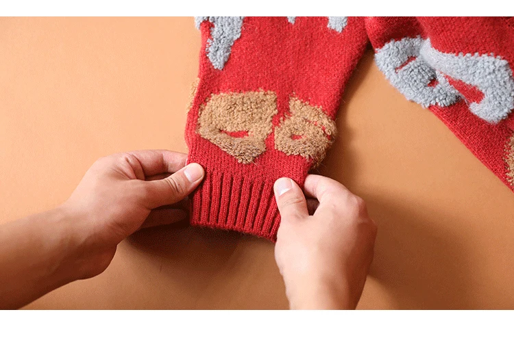 Детский зимний Кардиган с вышивкой для девочек, свитер для подростков, детский вязаный английский кардиган, свитера пальто, новинка, красный
