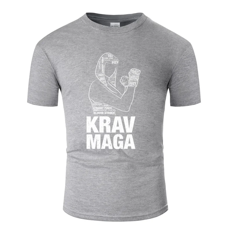 Забавная Повседневная футболка с надписью krav maga, подарок для женщин, Мужская Базовая Однотонная футболка с рисунком, Мужская футболка с надписью, размер S-5xl - Цвет: Men-Gray