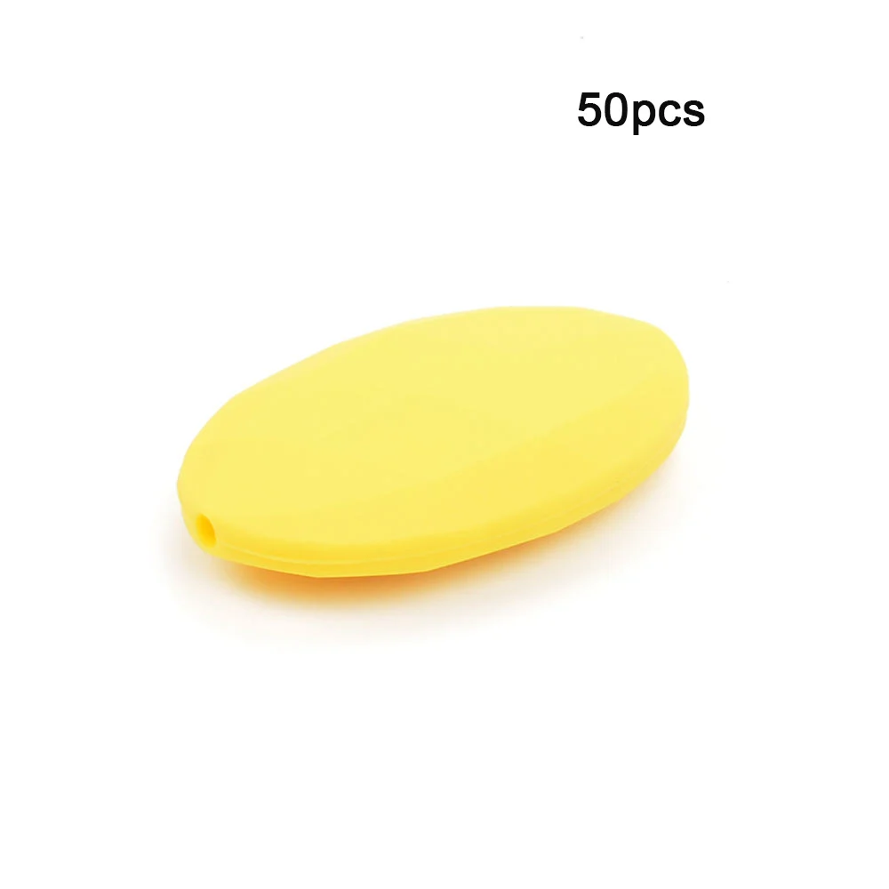 LOFCA 50 шт Силиконовые Бусины без бисероплетения, пищевая Плоская овальная форма, Детские Прорезыватели для зубов, игрушки, аксессуары для детей, жевательные бусины - Цвет: yellow