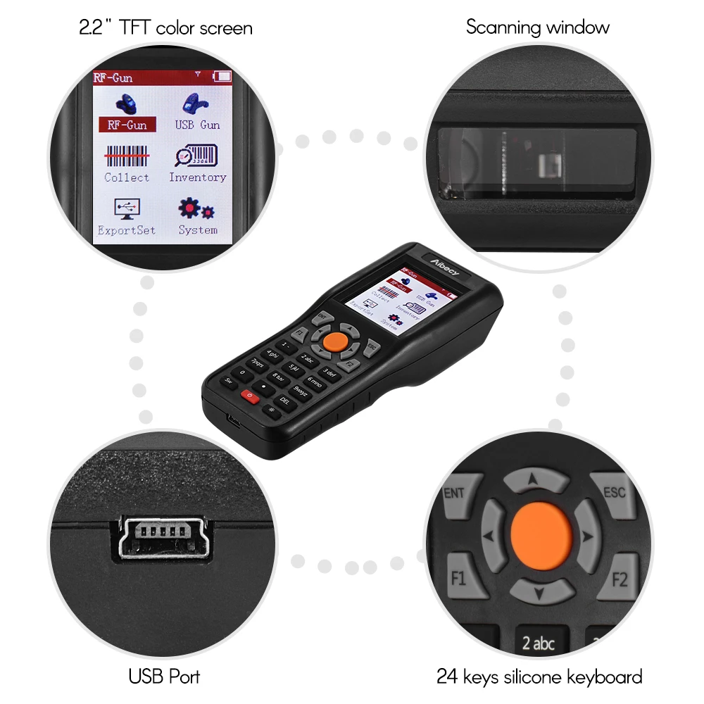 433 МГц беспроводной и USB проводной терминал данных инвентаризация 1D штрих-код PDT сканер штрих-кода сборщик данных с 2,2 дюймовым TFT цветным экраном