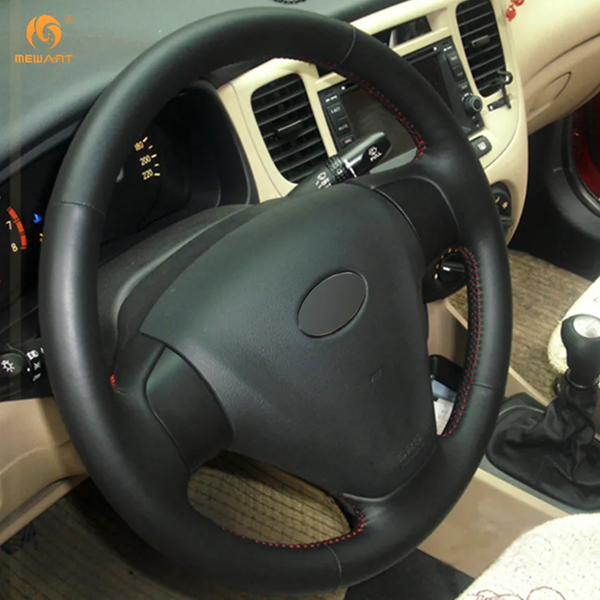 Чехол рулевого колеса автомобиля MEWANT черный из натуральной кожи для Kia Rio 2007 Hyundai