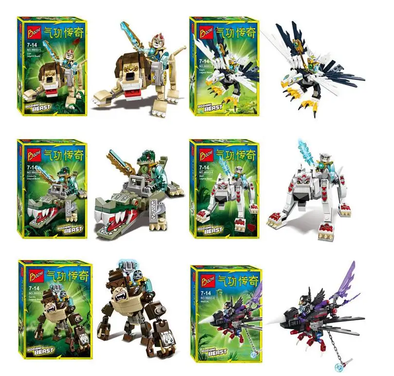 

legendary animal editon Chimaed Super Heroes Lion Croc Eagle Figures Building Blocks Qigong Model Bricks Toys For Children