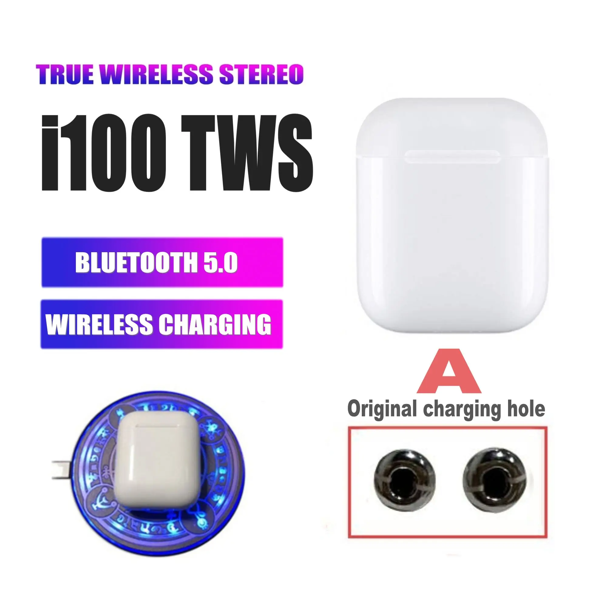 Наушники i100 TWS с беспроводной зарядкой Bluetooth 5,0, спортивные наушники с басами для apple xiaomi Phone PK i10 i20 i60 i80 i90 i200 TWS