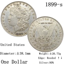 Stany zjednoczone ameryki 1899 S Morgan 90 srebro 1 jeden dolar kopia moneta Liberty USA w bogu kolekcja pamiątkowe monety tanie tanio CN (pochodzenie) Metal Imitacja starego przedmiotu CASTING 1880-1899 People