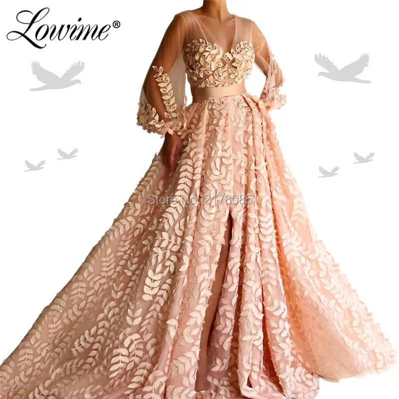 

Dubai Applique Crystals Evening Dresses Full Sleeves Elegant Long Prom Gowns Formal Party Dress V Neck Kaftans Robe De Soiree