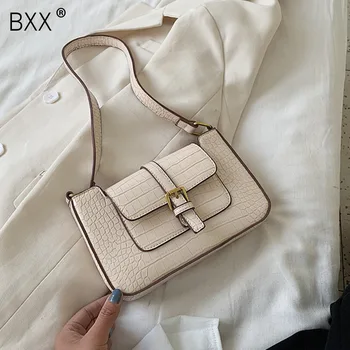 

[BXX] Crocodile Pattern PU Leather Crossbody Bags For Women 2020 Spring Small Shoulder Handbags Lady Travel Cross Body Bag HM149