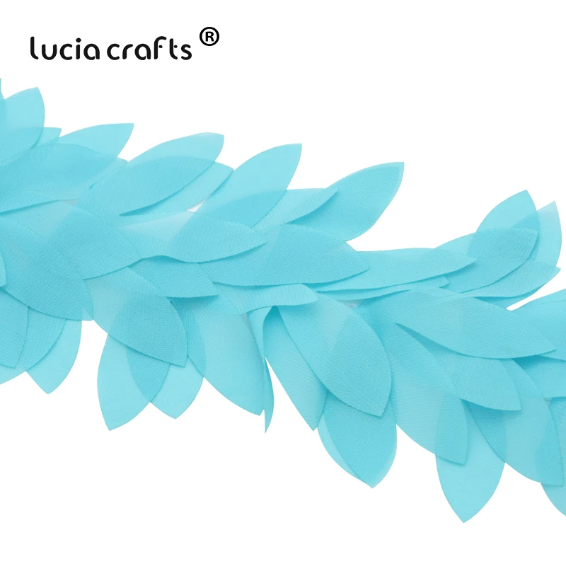 Lucia crafts, 1 ярд/партия, 12 см, шифон, листья, кружевная отделка, лента с бахромой, гирлянда, Свадебная вечеринка, Декор, сделай сам, Швейные аксессуары, V0103
