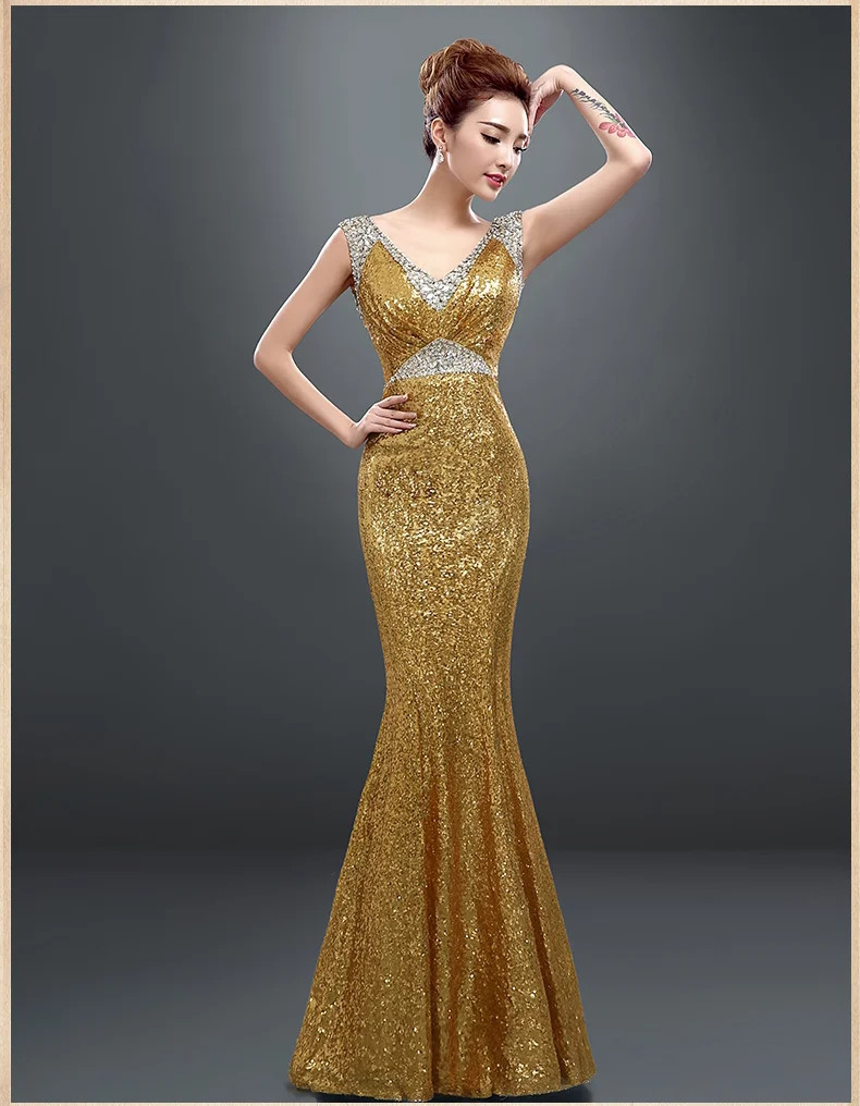Королевский синий sequines Русалка Длинный v шеи сексуальное layd вечерное платье для женщин вечернее платье