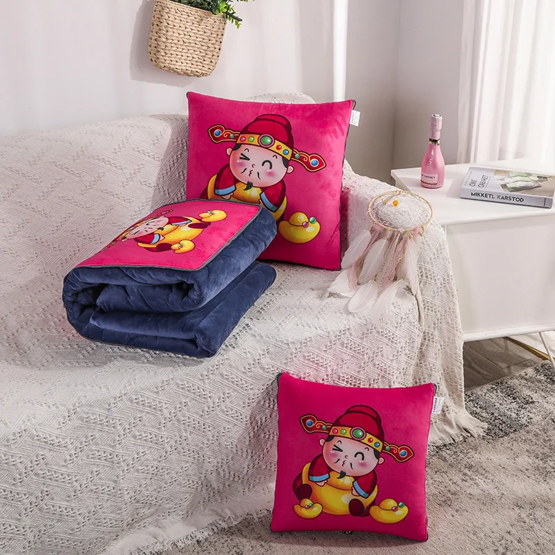 2 in 1 Flannel Cushion Blanket Car Sofa Throw Pillow Children Portable Travel Blanket Soft foldable patchwork quilt blanket 1pc - Цвет: 2