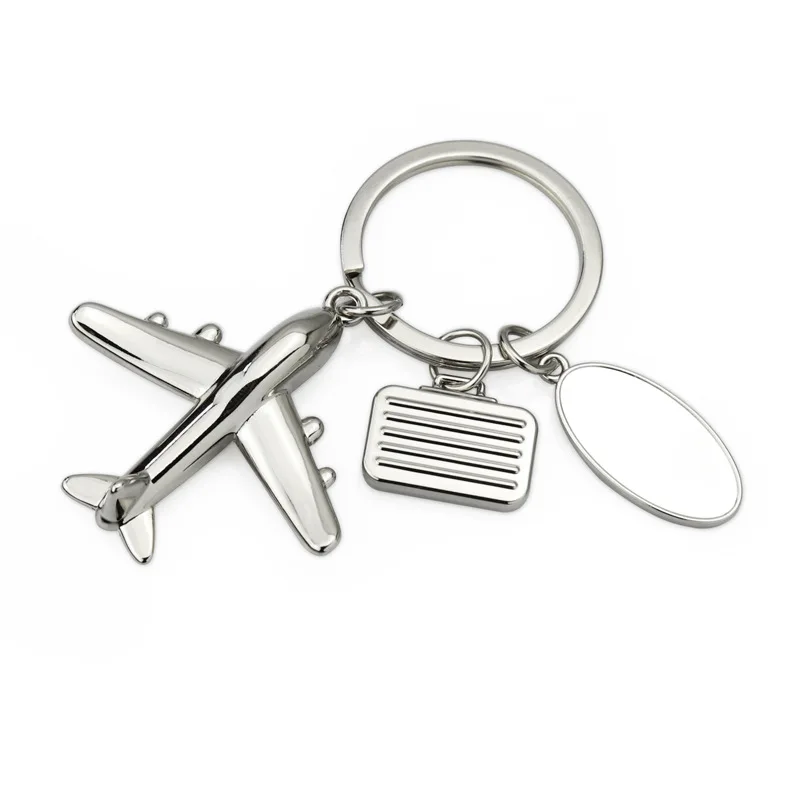 silver keychain 100 шт./лот, багажная бирка для самолета, брелок для ключей, металлический брелок для самолета, заказной летчик, пилот, самолет, брелок для ключей, авиакомпания, промо-подарок - Цвет: silver keychain