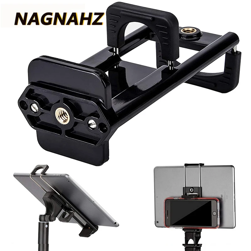 Nagnahz Tripod Mount Phone Holder Multi 2-in-1 Cell Phone Holder for iPhone iPad HUAWEI Xiaomi Smart Tablets