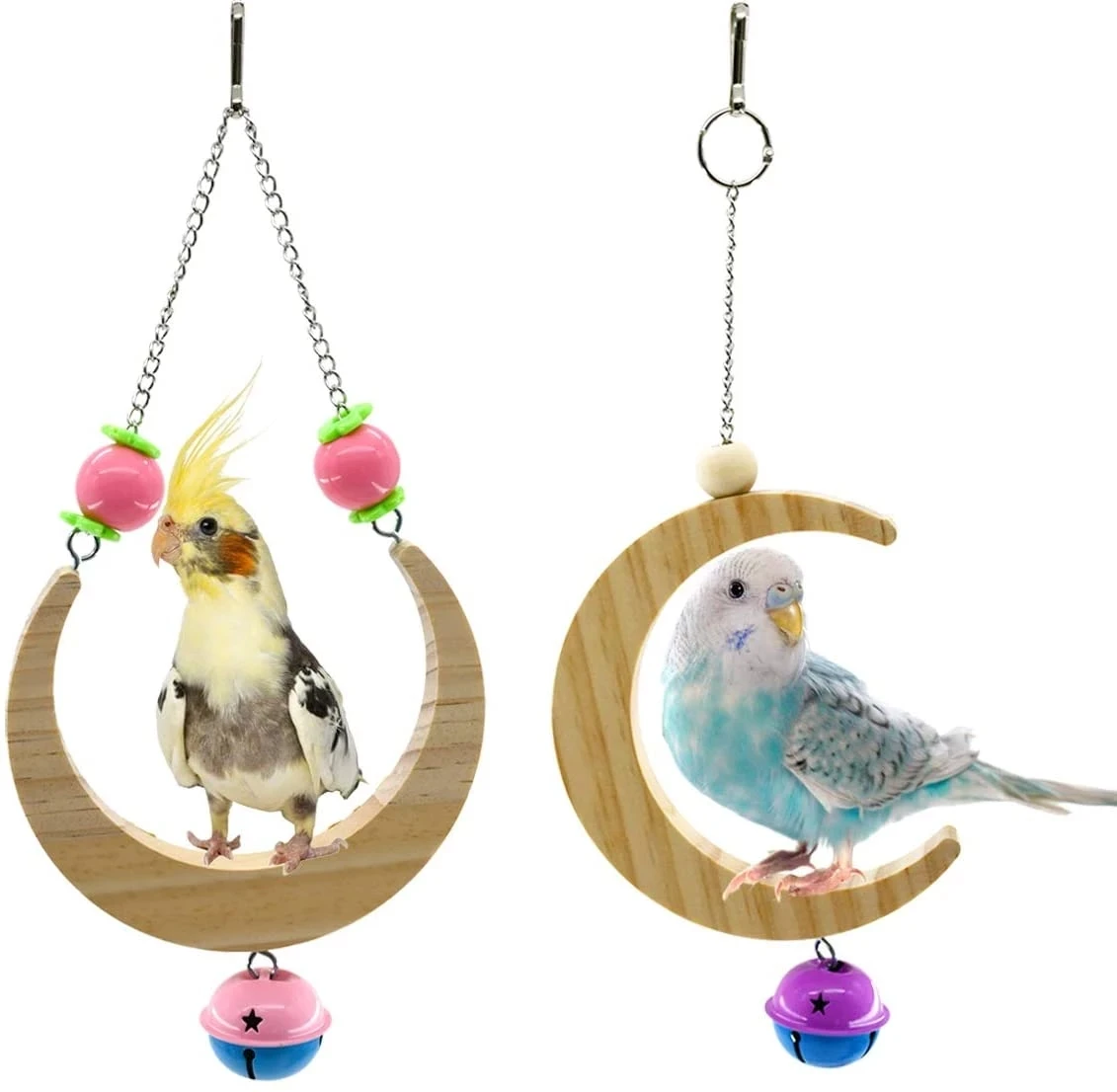 2 PCS Parrot Supplies Half Moon Shape Bird Toys & U Shape Parrot Sewing Cage Toys for Little Pet Birds Like Budgerigar or Canary